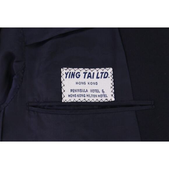 Ying Tai Ltd Bespoke Navy Blue Wool Fleece 2-Btn Handmade Suit 44R - Picture 8 of 10